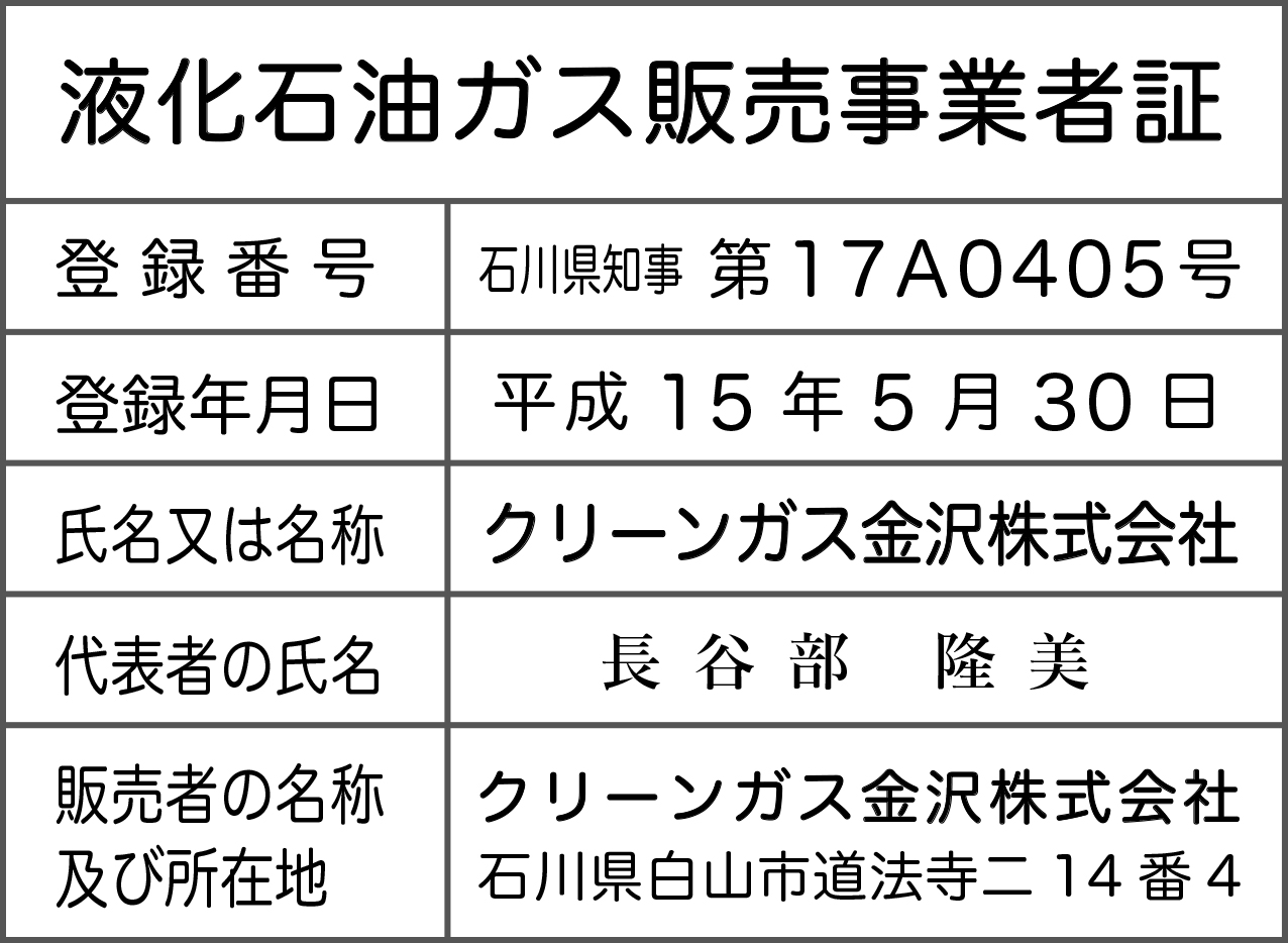 液化石油ガス販売事業者証